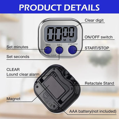 Leumoi 24 Pcs Digital Kitchen Timers Magnetic Back Timers Bulk Large Screen - Image 3
