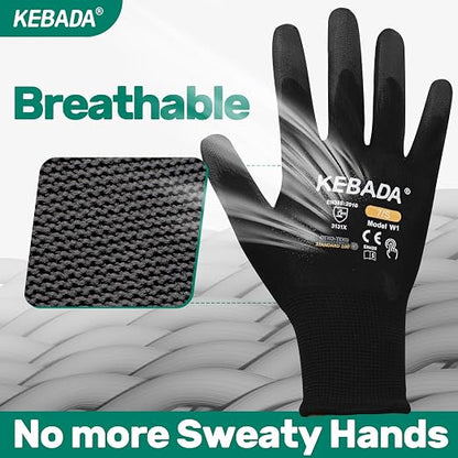 Kebada W1 Work Gloves for Men and Women, PU Coated Safety Gloves - Image 4