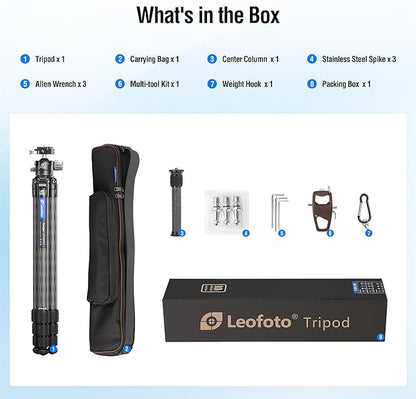 71" Carbon Fiber Travel Tripod with 360° Ball Head Set, 4 Leg Sections Lightweight Tripod with Center Column for DSLR Camera, Quick Release Plate, Max Load 15kg/33.07lb