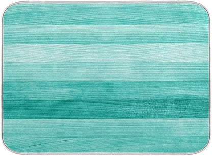 Teal Turquoise Green Wood Texture Dish Drying Mat 18x24 by Wamika