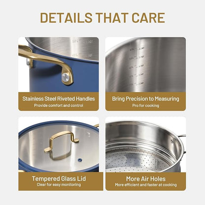 CAROTE 8QT Full Clad Tri Ply Stainless Steel Stock Pot - Image 3