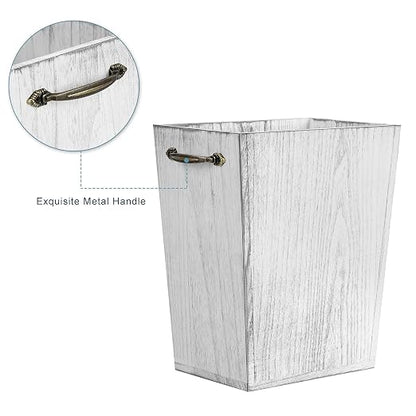 Wood Wastebasket Trash Can Rustic Farmhouse Square Garbage Container Bin - Image 5
