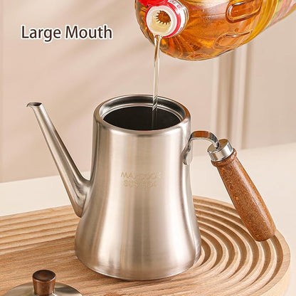 18/8 Stainless Steel Olive Oil Dispenser 500ml/16.9oz Drip-Free Pouring Oil Pot - Image 5