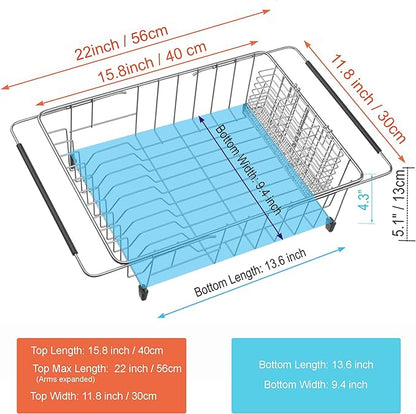 iPEGTOP Expandable Dish Drying Rack Over Sink, Rustproof Stainless Steel Basket - Image 2