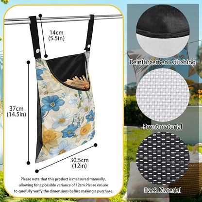 Floral Clothespin Bag with Hanging Rope Daffodil 14.5 x 12 Inch Summer - Image 6