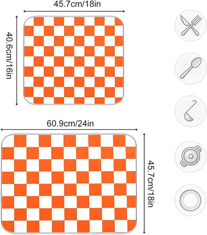 Burnt Orange Chessboard Dish Drying Mat - Image 3