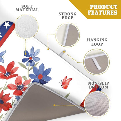 Giwawa 4th of July Flower Dish Drying Mat 18"x24" Independence Day Stars Dish - Image 4