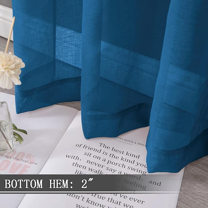 Tollpiz Sheer Curtains Living Room Linen Textured Curtain Sheers Light - Image 4