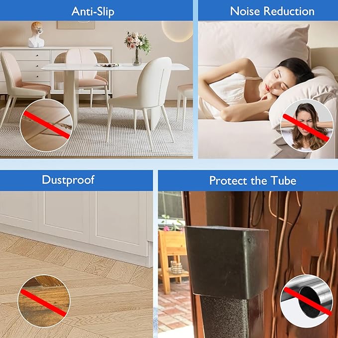 4 Pcs 4" x 4" Square Rubber Chair Leg Caps, PVC Table Leg Covers, Flexible & - Image 6