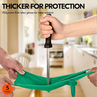 Vgo... 5-Pairs Reusable Household Gloves, Rubber Dishwashing gloves, Extra - Image 3