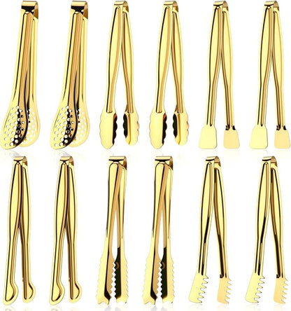 CHENGU 12 Pack Stainless Steel Tongs 6 Inches Food Serving Clip Kitchen Cooking by CHENGU