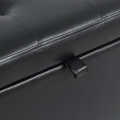 Adeco Faux Leather Storage Ottoman - Image 4