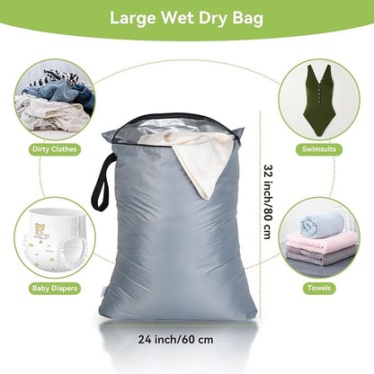 OTraki 2Pcs Exlarge Wet Bag 24x32 inch Reusable Waterproof Wet Dry Bag - Image 2