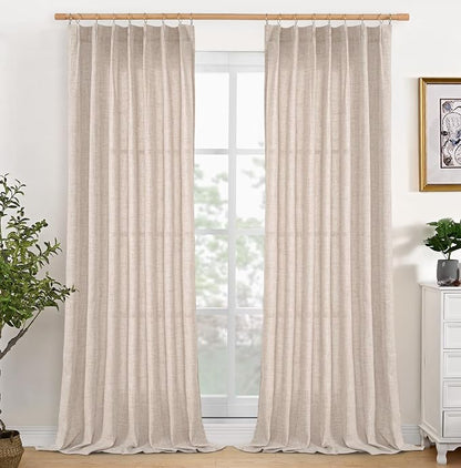 YoungsTex Linen Semi Sheer Curtains 90 Inch Length 2 Panels by YoungsTex