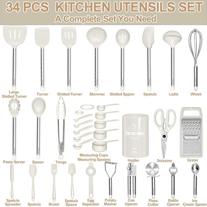 Kitchen Utensils Set-Umite Chef 34 Pcs Silicone Cooking Utensils Set - Image 2