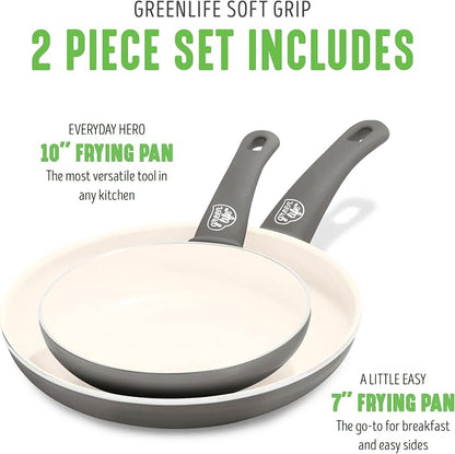 GreenLife Non Stick Fry Pan Set, Non-Toxic PFAS-Free Ceramic Skillets, - Image 3