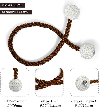 Hion Magnetic Curtain Tiebacks Dark Brown 6 Pack, Curtain Tiebacks Buckles - Image 2