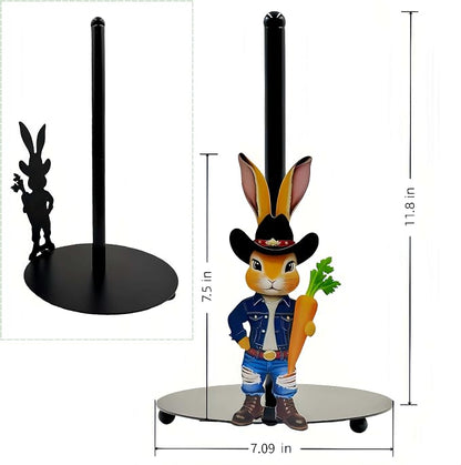 Cute Western Bunny Paper Towel Holder Countertop, Rustic Farmhouse Kitchen Decor - Image 4