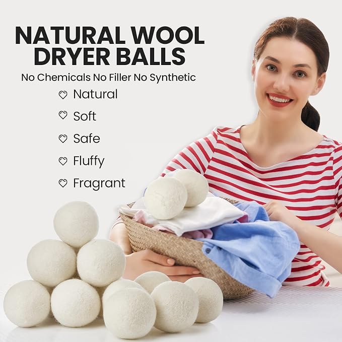 Roowest 60 Pcs Wool Dryer Balls Set Reusable Laundry Wool Balls - Image 4
