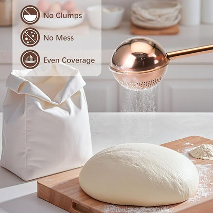 HULISEN Flour Duster for Baking, One-Handed Operation, 304 Stainless Steel - Image 2