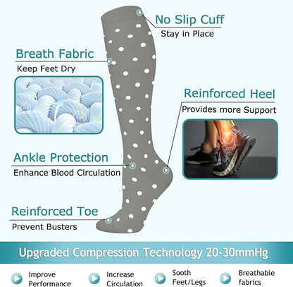 ACTINPUT 8 Pairs Compression Socks for Women & Men,Support Compression Stockings for Medical Running Athletic