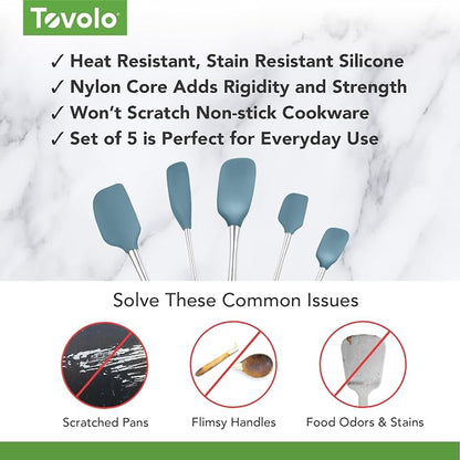 Tovolo Stainless Steel Handled Silicone Spatula Set of 5, Dishwasher Safe - Image 3