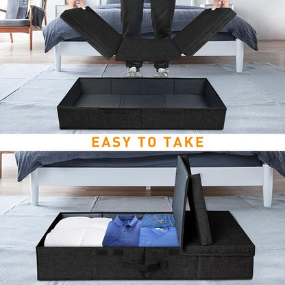 punemi Under The Bed Storage Containers 3 Pack, 6 Inch Tall Stackable Underbed - Image 2