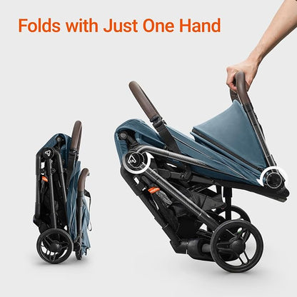 Lightweight Baby Travel Stroller with Carbon Fiber Frame, Compact & Airplane-Friendly, One-Handed Folding Design, 11.6 lbs, Perfect for Toddlers, Blue