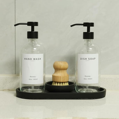 Ronasip Set of 5 Kitchen Soap Dispenser Set 16 Oz Glass Hand Dish Soap Dispenser - Image 9