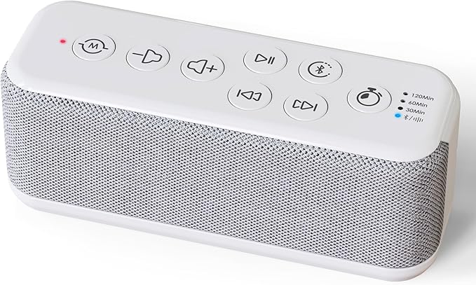 OnLyee White Noise Sound Machine with Bluetooth Speaker, 15 Soothing Sounds, Office Privacy & Noise Canceling, 3000mAh Rechargeable Battery, Auto-Off Timer & 8-Level Volume– Ideal for Baby