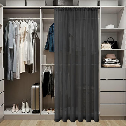 Tollpiz Short Sheer Curtains Closet Linen Textured Curtains Sheer Doorway Light - Image 3