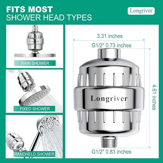 R7 Shower Filter with 4 Replacement Cartridge High Put Shower Water Filter - Image 4