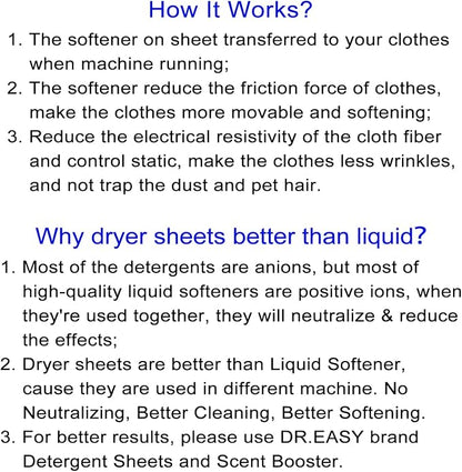DR.EASY Dryer Sheets Plant Based Formula 252 Ct Super Caring, Softener sheets - Image 8