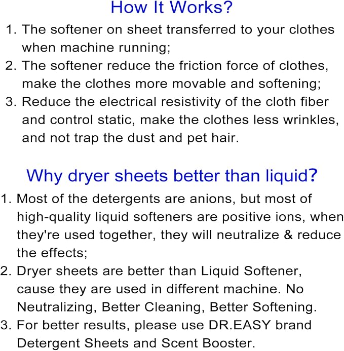 DR.EASY Dryer Sheets Plant Based Formula 252 Ct Fabric Softener sheets - Image 8