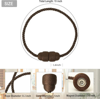 Magnetic Curtain Tiebacks Rope Tie Backs 4 Pack Decorative Window Holdbacks - Image 2