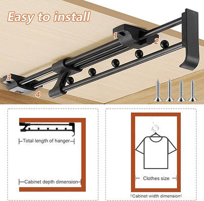 30cm Pull Out Closet Rod Heavy Duty Retractable, 17 FT Indoor and Outdoor - Image 3