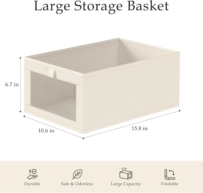 Criusia Linen Closet Organizers and Storage, 8 Pack Large Linen Closet Baskets - Image 3