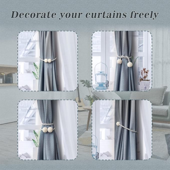 Hion Magnetic Curtain Tiebacks Golden 2pcs, Curtain Tiebacks Buckles Holdbacks - Image 4