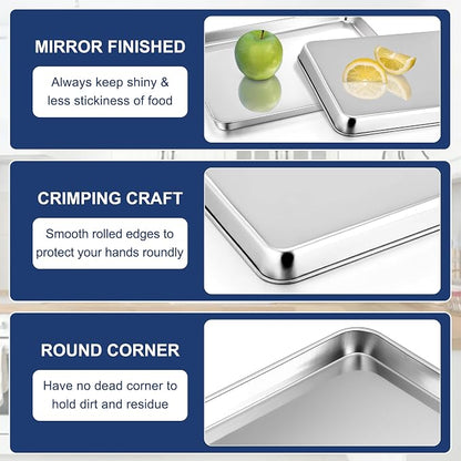 P&P CHEF 17.3 Inch Baking Cookie Sheet, Oven Pan Tray Stainless Steel Sheet Pan - Image 3