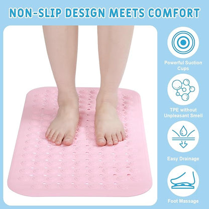 Dunzy 6 Pcs Non Slip Bath Mats 27.6x14.2 Inches TPE Bathtub Mats - Image 3