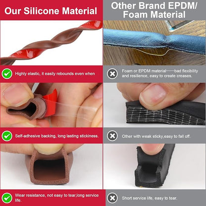 【New Upgrade】 Silicone Door Weather Stripping Door Seal Strip, 19.7 Feet - Image 5