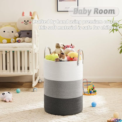 Laundry Basket, Woven Cotton Rope Laundry Hamper, 100L - Image 3
