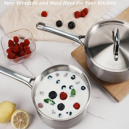 Saucepan Set with Lids, 3-Ply Stainless Steel Cookware 1.5QT, 3QT and 5QT - Image 6