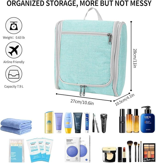 Della Gao Travel Toiletry Bag for Men and Women, Bathroom Bag, Water-Resistant Nylon (L, Green)