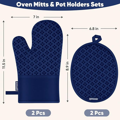 Oven Mitts and Pot Holders 4 Sets, Heat Resistant 500 ℉ Oven Mitt and Pot Holder - Image 2