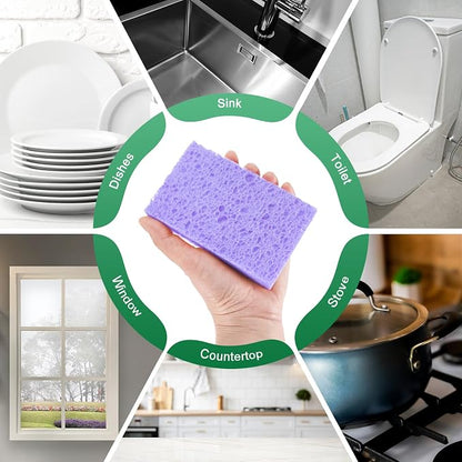 6-Pack Kitchen Sponges, Condense Eco Cellulose Non-Scratch Scrub Heavy Sponge - Image 6