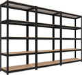 HOMEDANT House Black 5-Tier Laminated Metal Shelving Unit Adjustable Storage Utility Rack Heavy Duty Shelves Organization Shelf Kitchen Garage Pantry Closet 3Pack