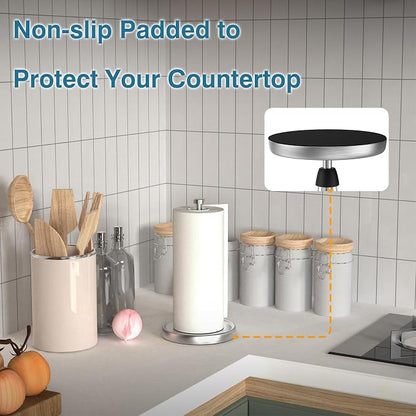 Paper Towel Holder Countertop, One-Handed Tear, Stainless Steel, Weighted Base - Image 4