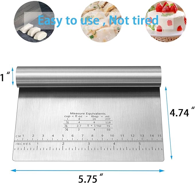 Pro Dough Pastry Scraper/Cutter/Chopper Stainless Steel Mirror Polished - Image 4