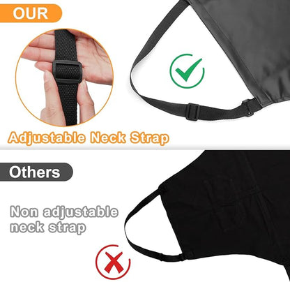 Gotega 3 Pack Waterproof Rubber Vinyl Apron Adjustable Bib Apron - Image 4